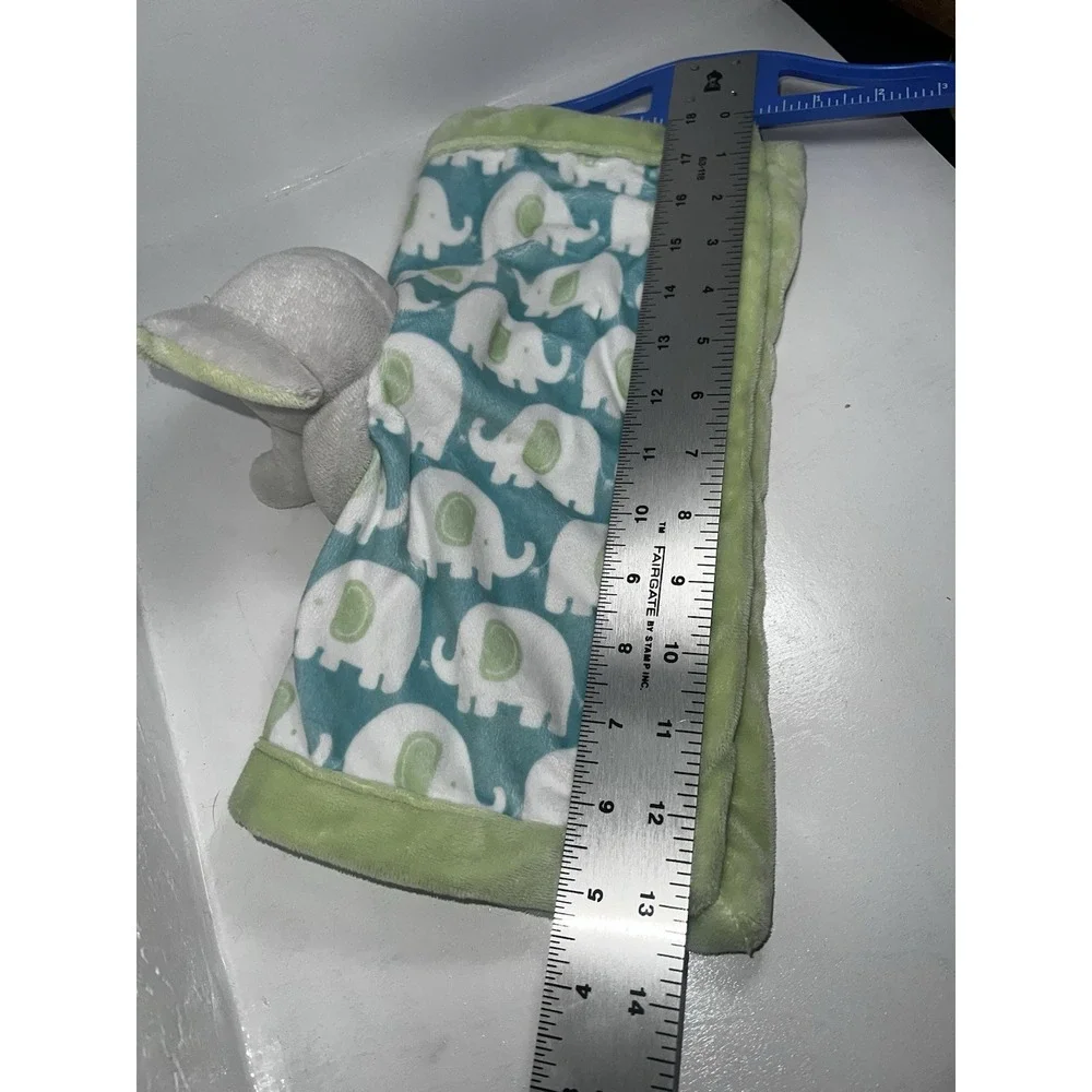 Carters 2016 Elephant Lovey Security Blanket Blankie Green Blue Soft